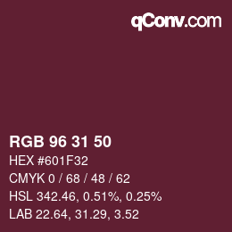 Color code: RGB 96 31 50 | qconv.com