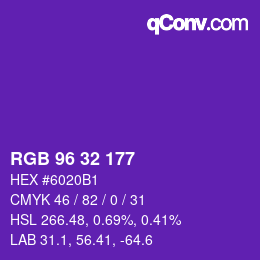 Color code: RGB 96 32 177 | qconv.com