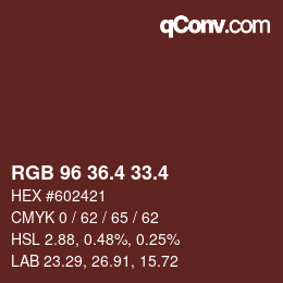 カラーコード: RGB 96 36.4 33.4 | qconv.com