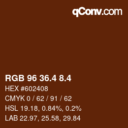 カラーコード: RGB 96 36.4 8.4 | qconv.com
