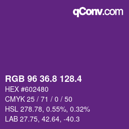 カラーコード: RGB 96 36.8 128.4 | qconv.com