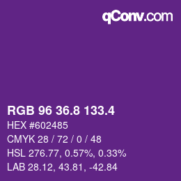 カラーコード: RGB 96 36.8 133.4 | qconv.com