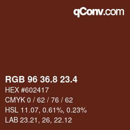 カラーコード: RGB 96 36.8 23.4 | qconv.com