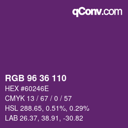 カラーコード: RGB 96 36 110 | qconv.com