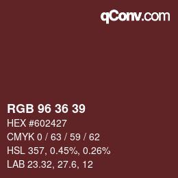 Code couleur: RGB 96 36 39 | qconv.com