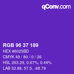 Color code: RGB 96 37 189 | qconv.com