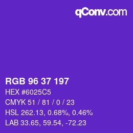 Color code: RGB 96 37 197 | qconv.com