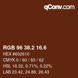 カラーコード: RGB 96 38.2 16.6 | qconv.com