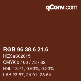 カラーコード: RGB 96 38.6 21.6 | qconv.com