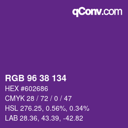 Farbcode: RGB 96 38 134 | qconv.com