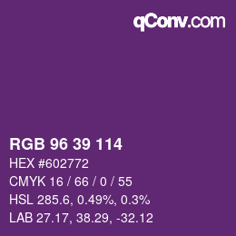 Código de color: RGB 96 39 114 | qconv.com