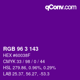 カラーコード: RGB 96 3 143 | qconv.com
