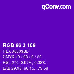 カラーコード: RGB 96 3 189 | qconv.com