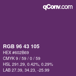 Color code: RGB 96 43 105 | qconv.com