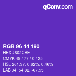 カラーコード: RGB 96 44 190 | qconv.com
