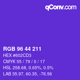 Color code: RGB 96 44 211 | qconv.com