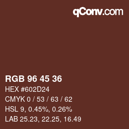Color code: RGB 96 45 36 | qconv.com