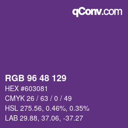 Color code: RGB 96 48 129 | qconv.com