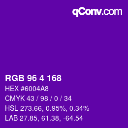 Color code: RGB 96 4 168 | qconv.com