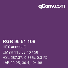 Código de color: RGB 96 51 108 | qconv.com