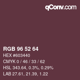 Farbcode: RGB 96 52 64 | qconv.com