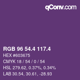 カラーコード: RGB 96 54.4 117.4 | qconv.com