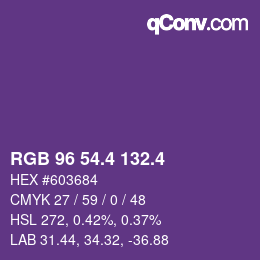 カラーコード: RGB 96 54.4 132.4 | qconv.com