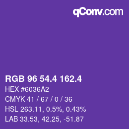カラーコード: RGB 96 54.4 162.4 | qconv.com