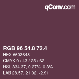 カラーコード: RGB 96 54.8 72.4 | qconv.com