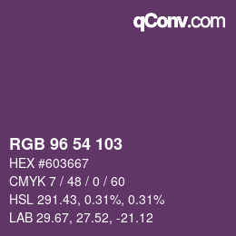 カラーコード: RGB 96 54 103 | qconv.com