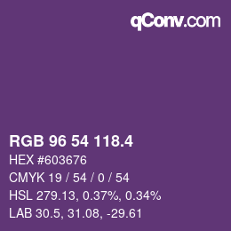 カラーコード: RGB 96 54 118.4 | qconv.com