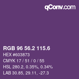 カラーコード: RGB 96 56.2 115.6 | qconv.com