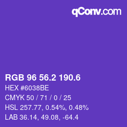カラーコード: RGB 96 56.2 190.6 | qconv.com