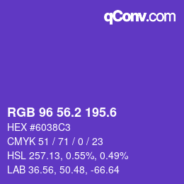 カラーコード: RGB 96 56.2 195.6 | qconv.com