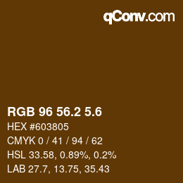 カラーコード: RGB 96 56.2 5.6 | qconv.com