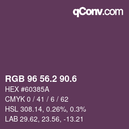 カラーコード: RGB 96 56.2 90.6 | qconv.com