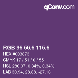 カラーコード: RGB 96 56.6 115.6 | qconv.com