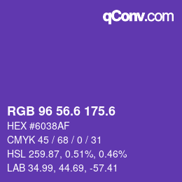 カラーコード: RGB 96 56.6 175.6 | qconv.com