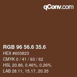 カラーコード: RGB 96 56.6 35.6 | qconv.com