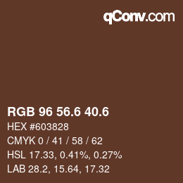 カラーコード: RGB 96 56.6 40.6 | qconv.com