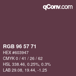 颜色代码: RGB 96 57 71 | qconv.com