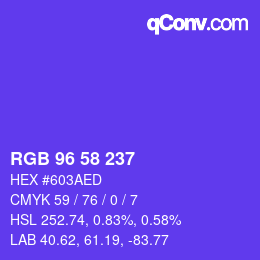 颜色代码: RGB 96 58 237 | qconv.com