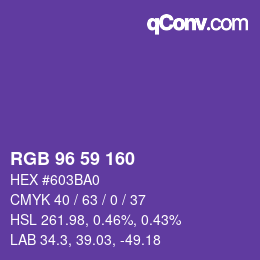 カラーコード: RGB 96 59 160 | qconv.com