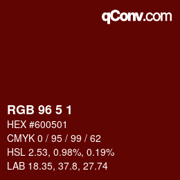 Color code: RGB 96 5 1 | qconv.com