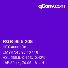 Color code: RGB 96 5 208 | qconv.com