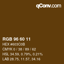 カラーコード: RGB 96 60 11 | qconv.com