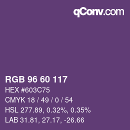 カラーコード: RGB 96 60 117 | qconv.com