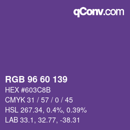 颜色代码: RGB 96 60 139 | qconv.com