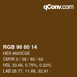 颜色代码: RGB 96 60 14 | qconv.com