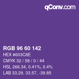 Color code: RGB 96 60 142 | qconv.com